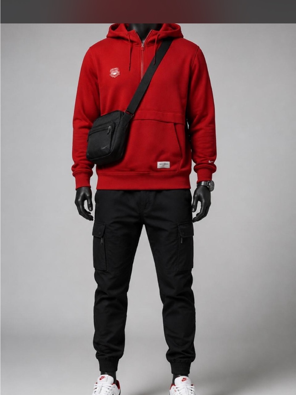 Nike Red Zip-Up Hoodie with Kangaroo Pocket